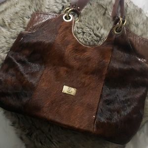 Hair on cowhide purse